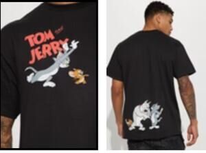 Tom and Jerry Black Graphic T Shirt XL Extra Large Men Adult